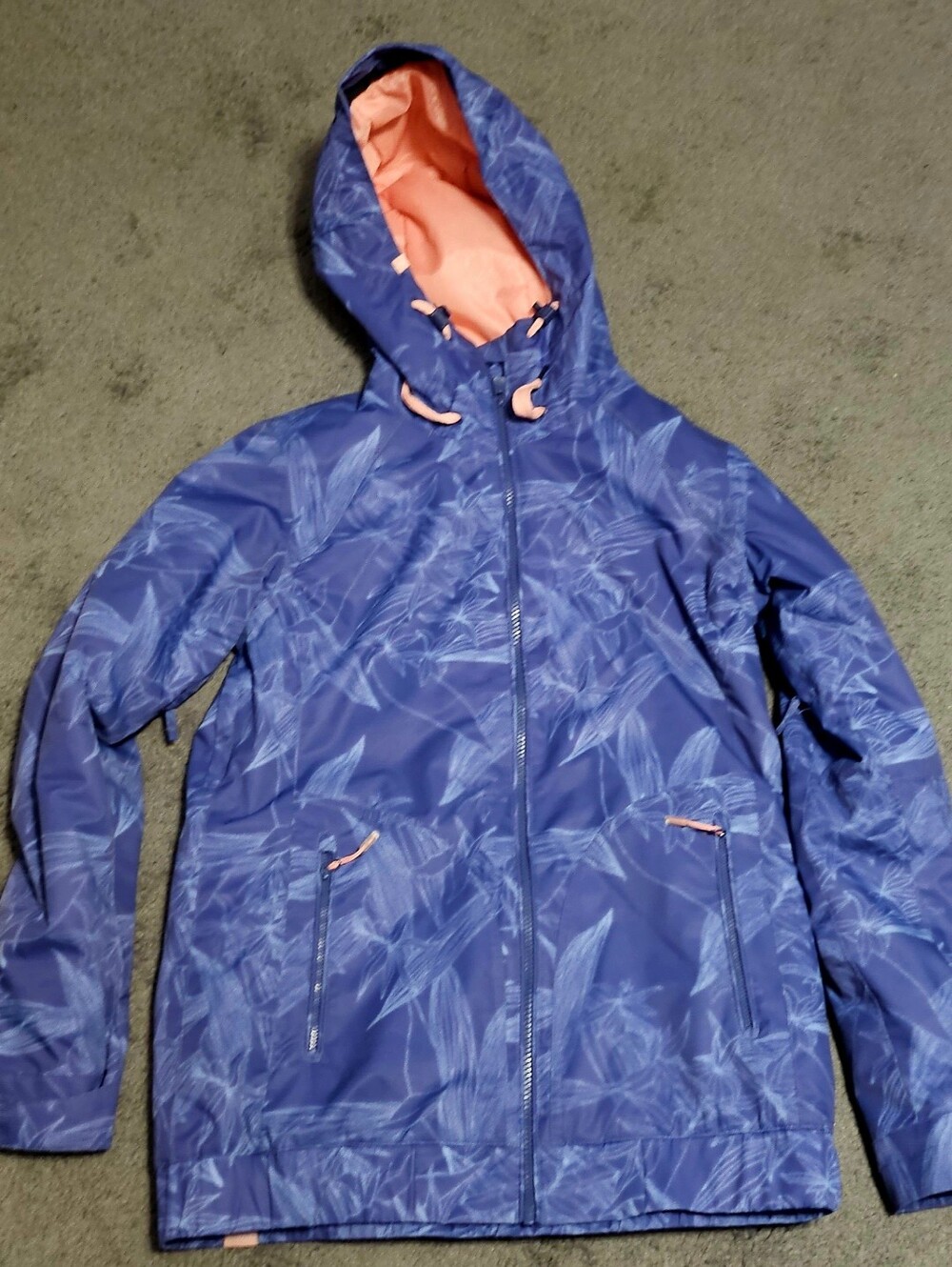 Womens Roxy Valley Snowboarding Hooded Jacket Crown Blue Washed Floral size sm